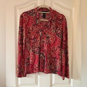 INC International Concepts Paisley Red Women's Top